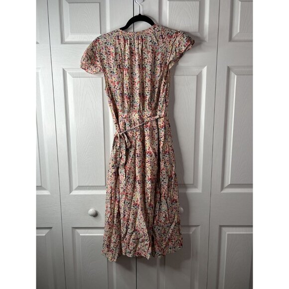 Rebecca Taylor Margo Pink Floral Print Short Sleeve Wrap Dress Women's Size 4 - Picture 9 of 11